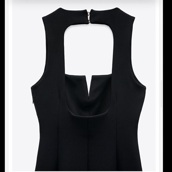 Zara  SLIM Black DRESS WITH SQUARE NECKLINE Sz-Small - Picture 4 of 16